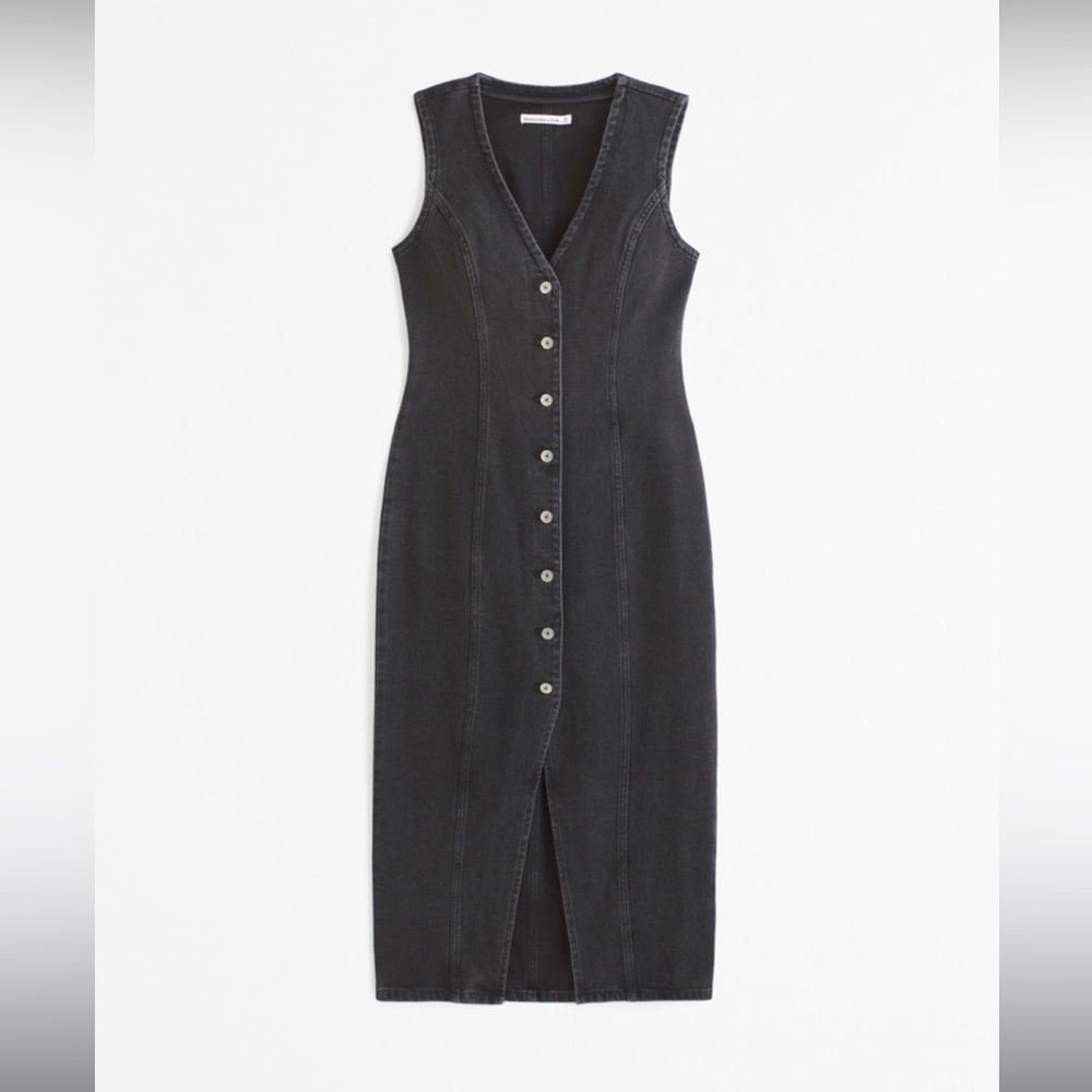 Abercrombie Mara Denim Vest Dress, black